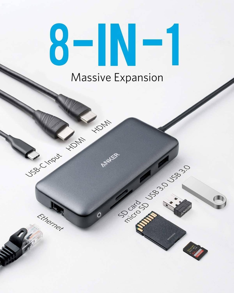 Anker Power Expand 8-in-1 10Gbps USB-C Hub - Gray (A8383HA1)