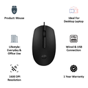 HP M10 Wired, USB Optical Mouse (Black) – 6CB80PA